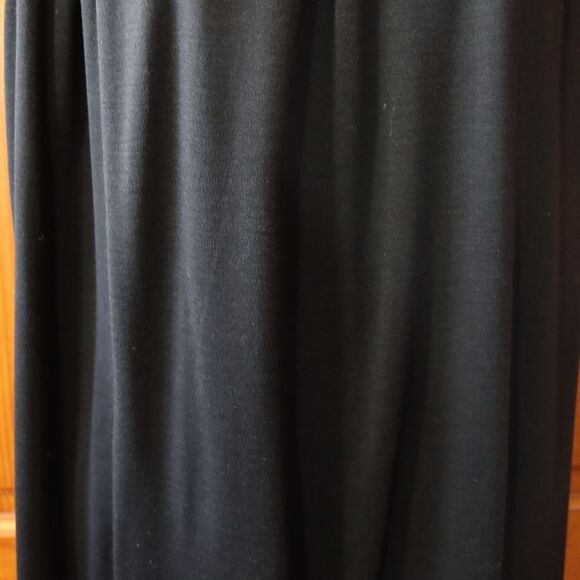 Ellen Tracy Black Pleated Neckline Midi Dress Medium Wool & Silk - Picture 3 of 11